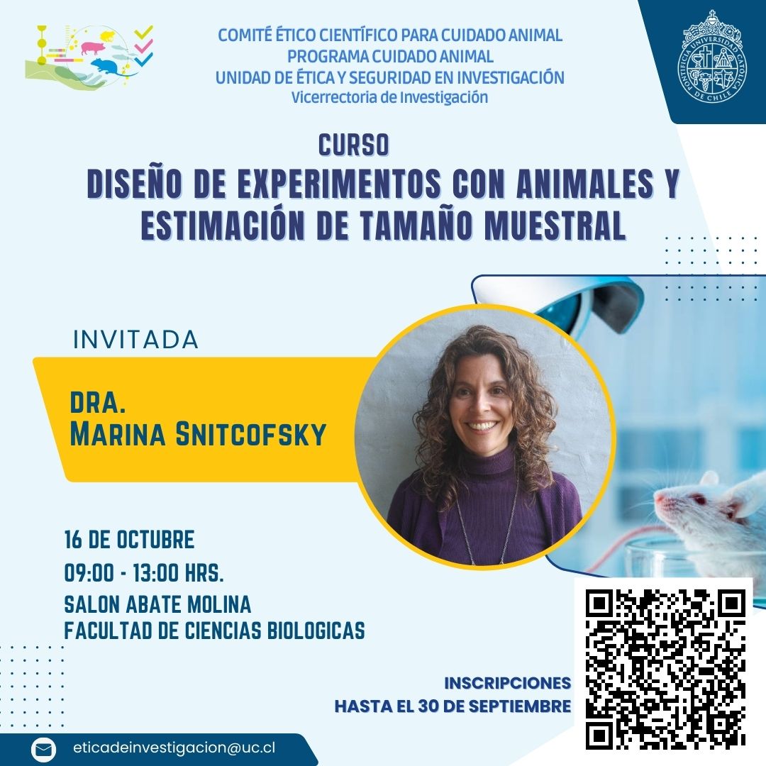 Cupos limitados a la charla: "Diseño de experimentos con animales y estimación del tamaño muestral"